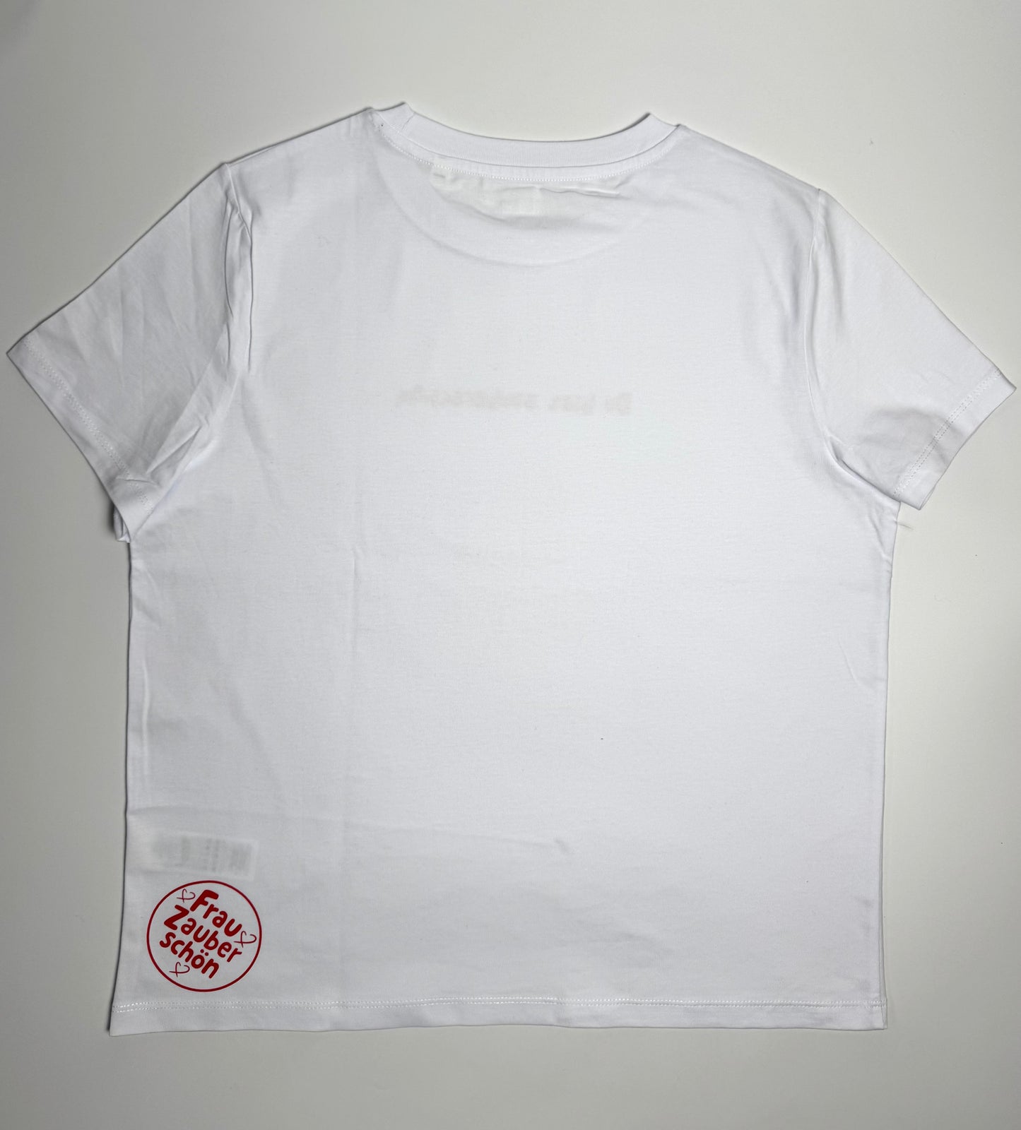 T-Shirt Frauen, Rundhals, Frau Zauberschön, Weiß / Rot