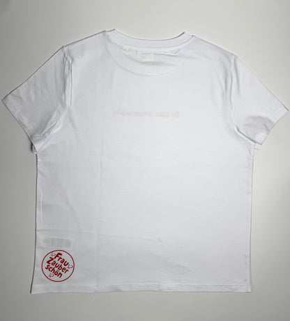 T-Shirt Frauen, Rundhals, Frau Zauberschön, Weiß / Rot