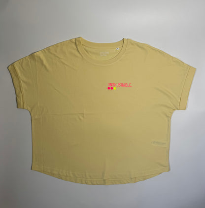 Frauen-Shirt ,unshushable‘: lila, weiß, gelb / neon pink