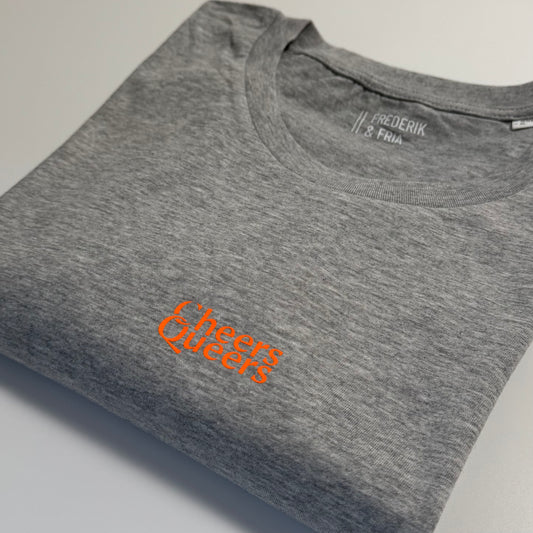 T-Shirt Unisex 'Cheers Queers': grau / neon orange