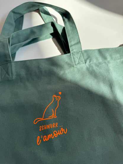 Beach bag, Schnurr l'amour, Natural / Blue, Neon Orange