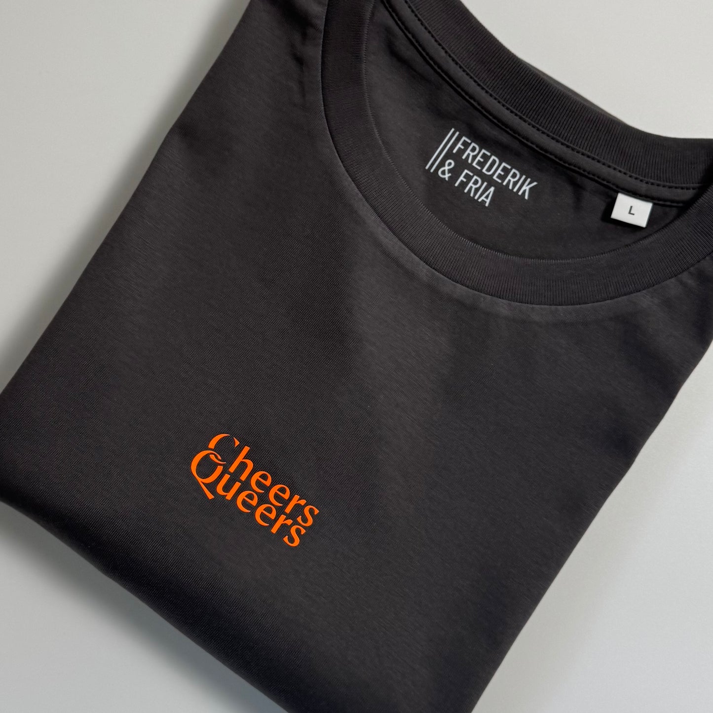 T-Shirt Unisex 'Cheers Queers': anthrazit / neon orange