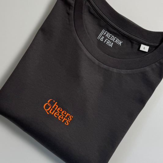 T-Shirt Unisex 'Cheers Queers': anthrazit / neon orange