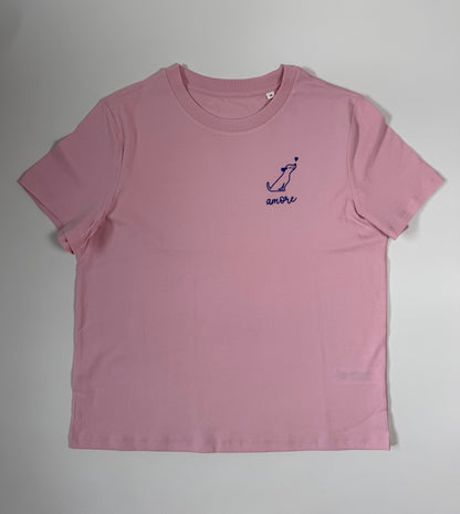 T-Shirt Frauen Hund Amore (B): Rosa / Blau