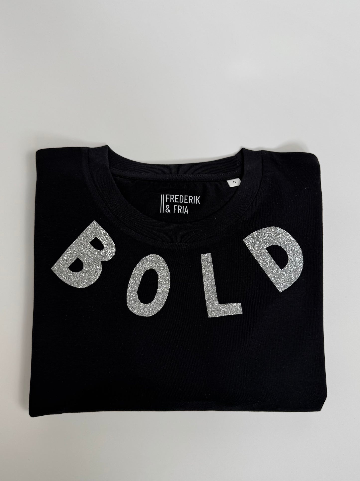 T-Shirt Unisex, BOLD, Schwarz / Silber Glitzer