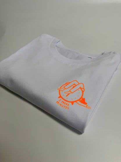 T-Shirt, Frauen, 5 more minutes, Weiß / Neon Pink, Neon Orange