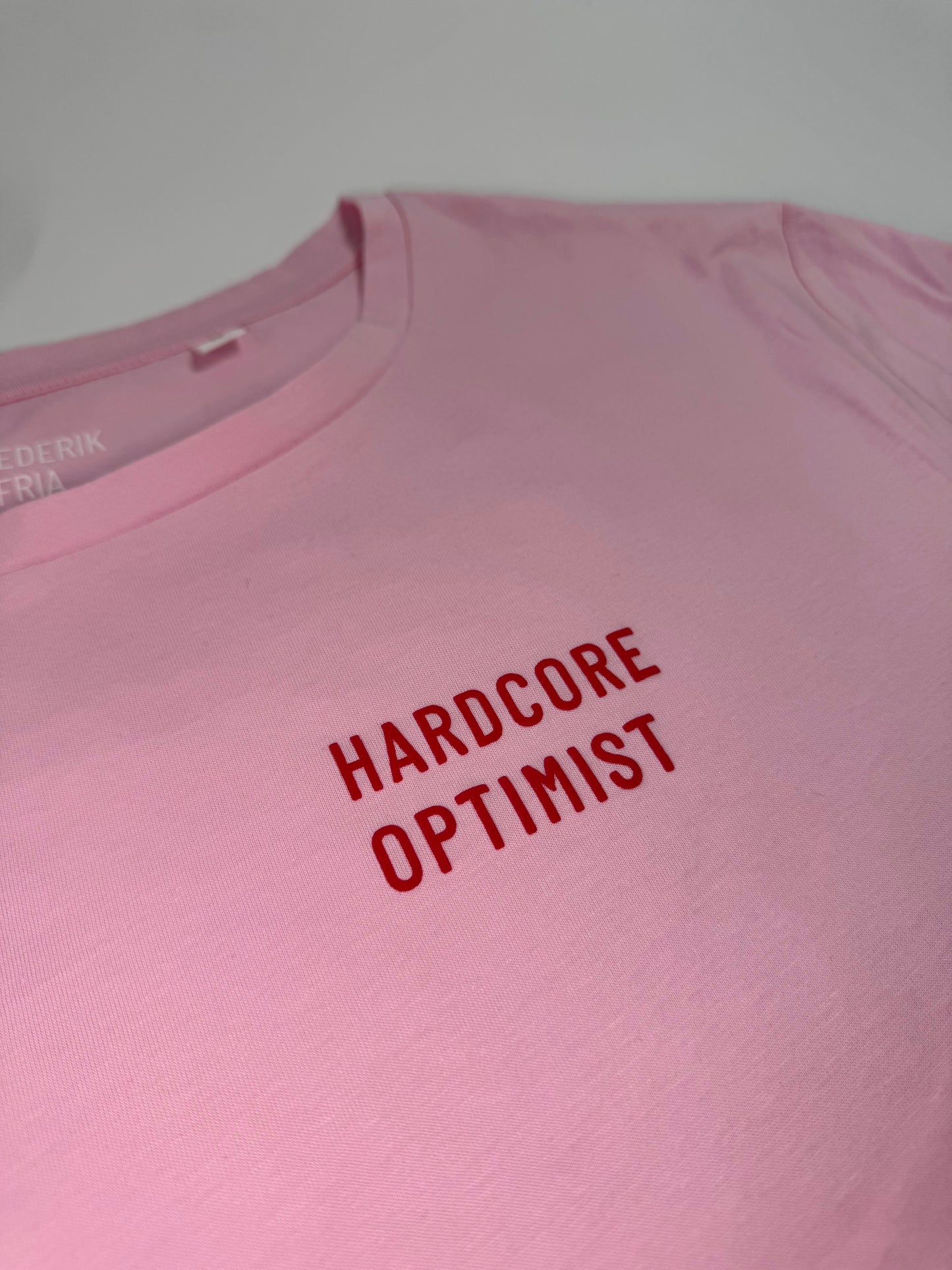 T-Shirt Frauen‚ 'Hardcore Optimist‘: rosa / rot