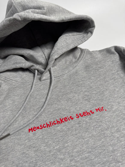 Hoodie Unisex, Frau Zauberschön: Grau / Rot