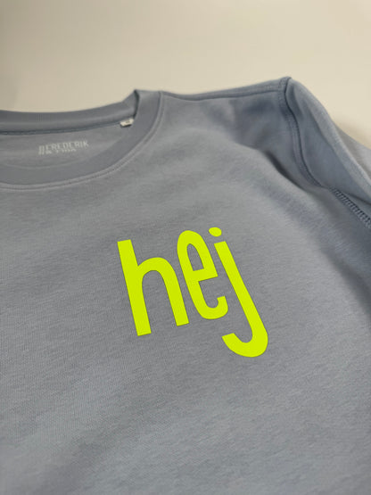 Sweatshirt ‚hej.‘ (B), Serene Blue / Neon Gelb