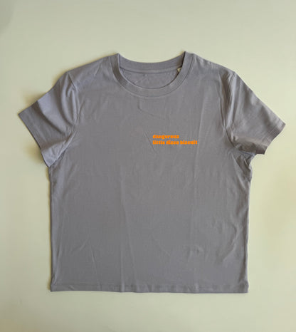 T-Shirt, Frauen, ‚Dangerous little disco biscuit‘, Petrol, Lila / Neon Pink, Neon Orange