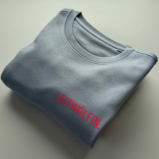 Sweatshirt ‚Leitwölfin.‘ (B), Serene Blue / Neon Pink