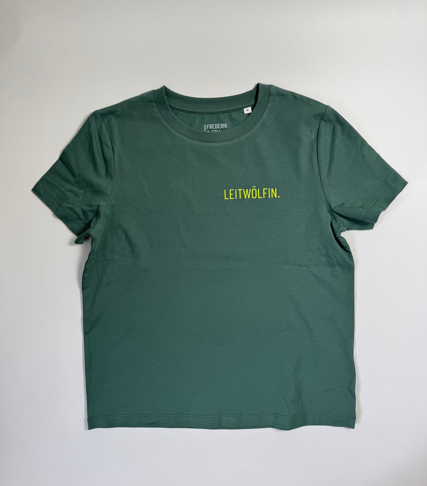 T-Shirt Frauen  'Leitwölfin / Leitwolf.': Grün / Neon Gelb
