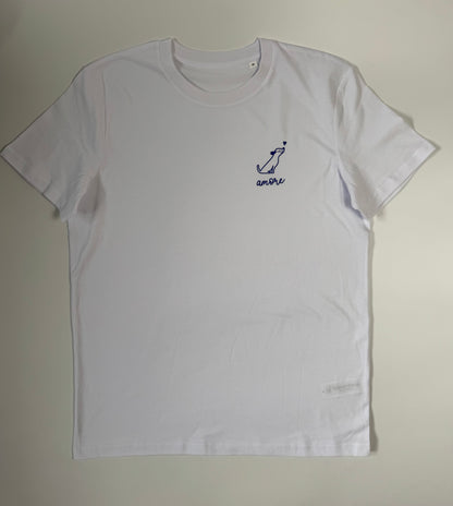 T-Shirt Unisex Hund Amore (B), Weiß / Blau