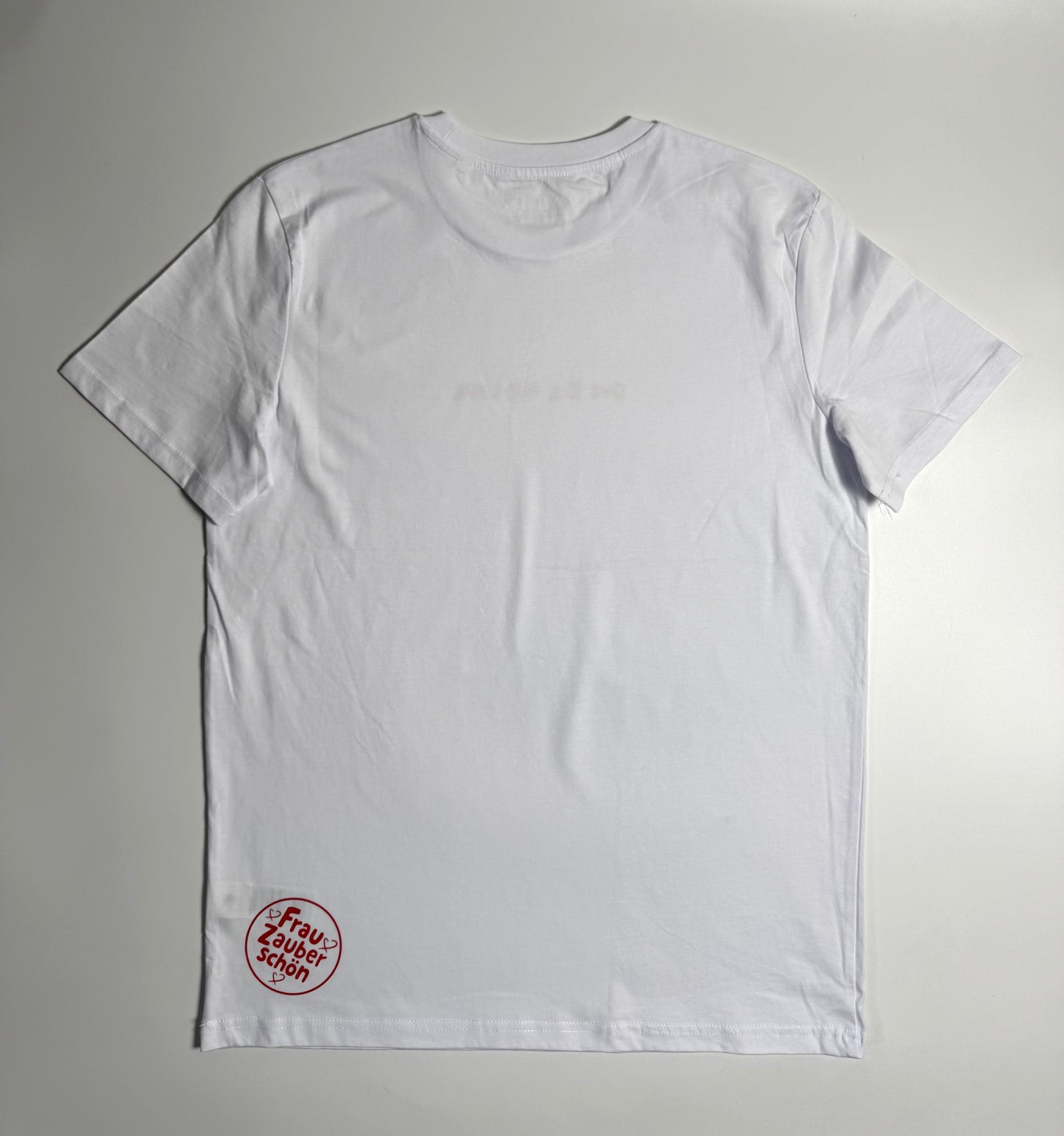 T-Shirt Unisex, Frau Zauberschön, Weiß / Rot