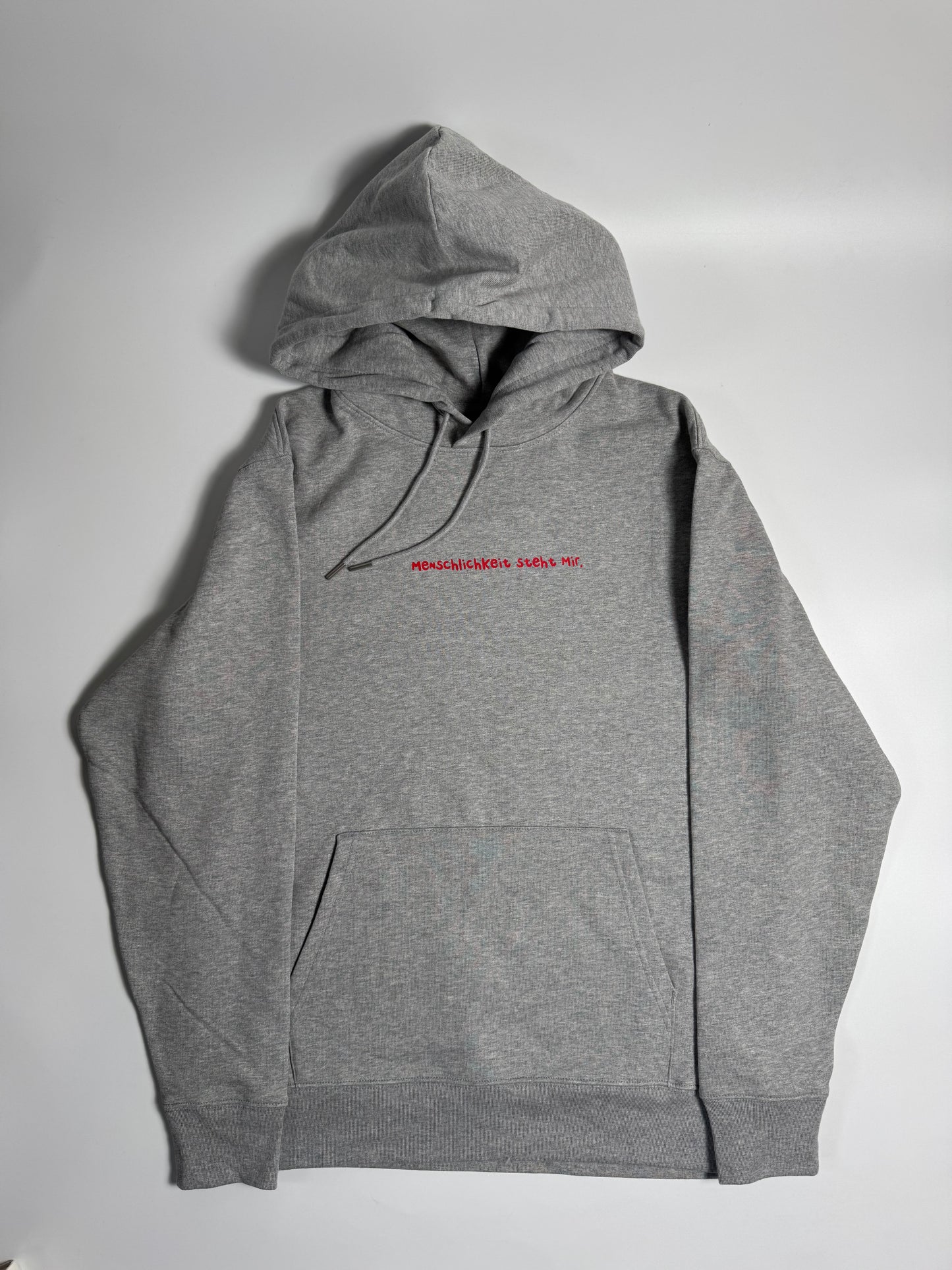 Hoodie Unisex, Frau Zauberschön: Grau / Rot