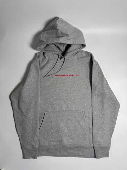 Hoodie Unisex, Frau Zauberschön: Grau / Rot