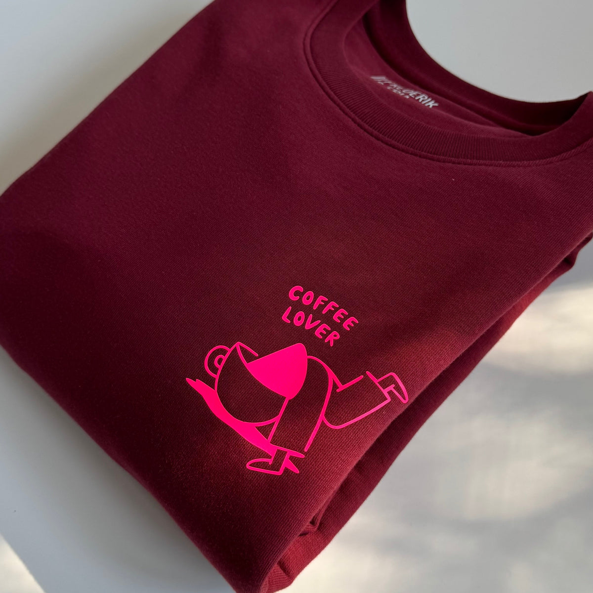 Sweatshirt Unisex, Coffee Lover, Burgundy / Neon Pink