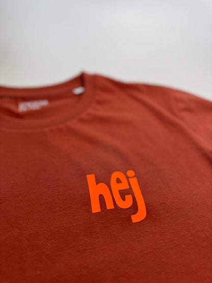 T-Shirt Unisex 'hej', Rost / Neon Orange (B)
