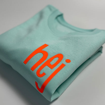 Sweatshirt Unisex 'hej': Caribean Blue / Neon Orange