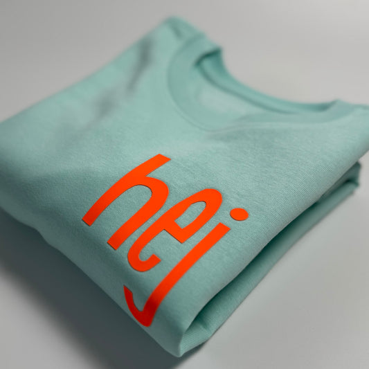 Sweatshirt Unisex 'hej': Caribean Blue / Neon Orange