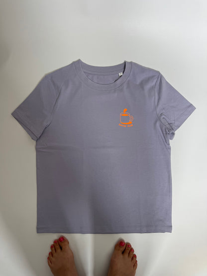T-Shirt Frauen  'Coffee Club.': Lila / Neon Orange