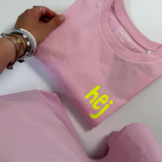T-Shirt Frauen  'hej': Rosa / Neon Gelb