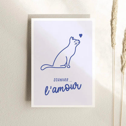 Postkarte Katze Schnurr l'amour