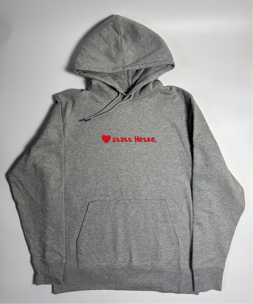 Hoodie Unisex, Frau Zauberschön: Grau / Rot