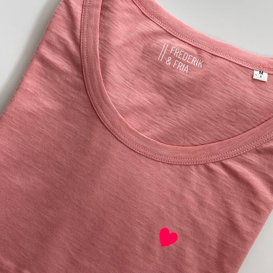 T-Shirt Frauen Herz: rosa / neon pink