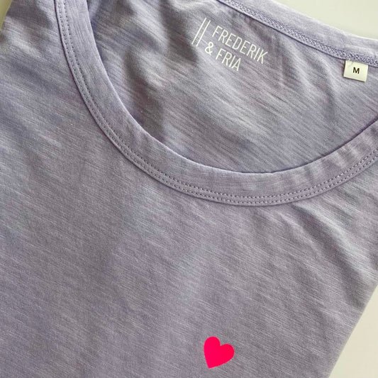 T-Shirt Frauen Herz: lila / neon pink
