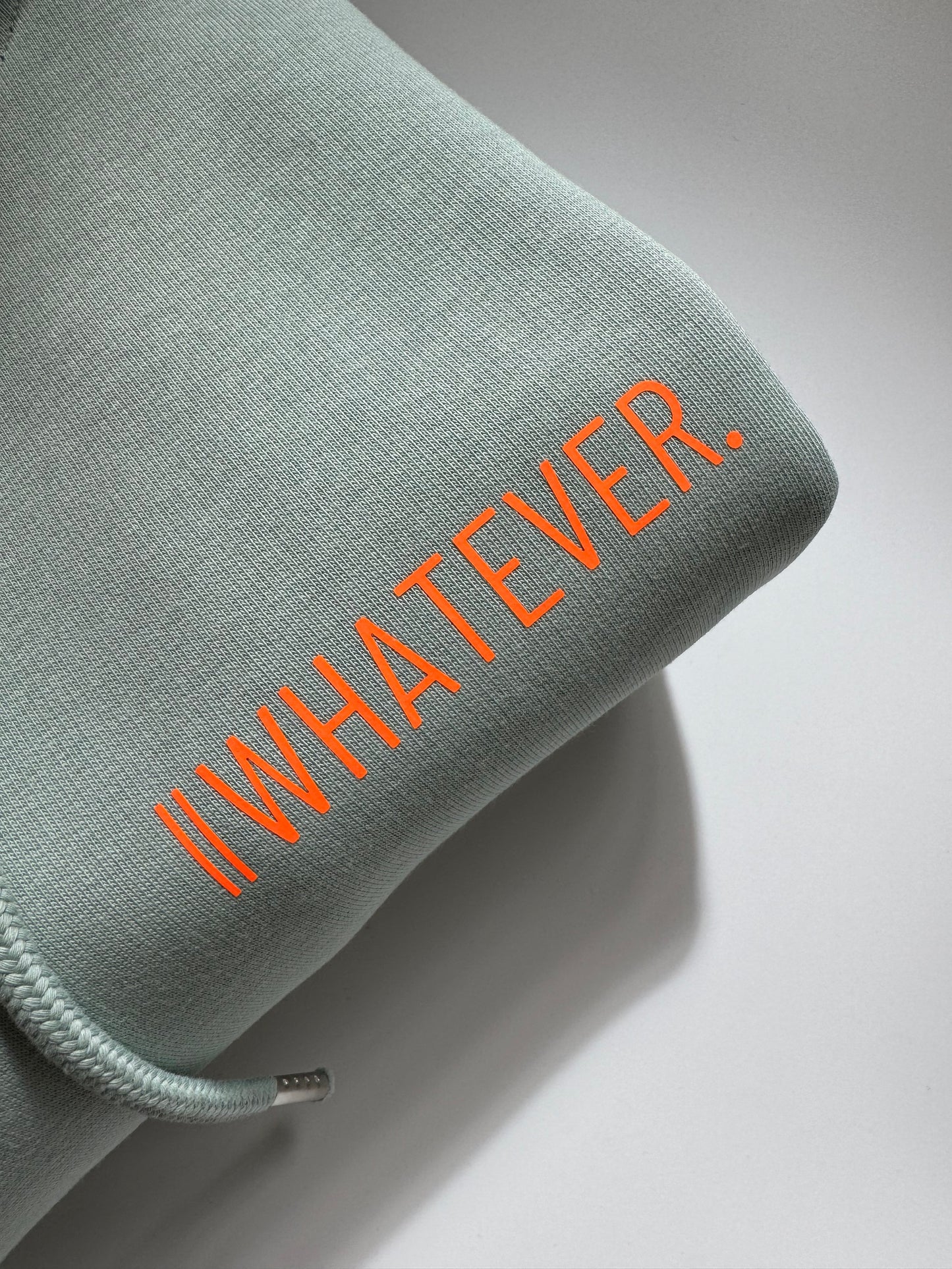 Hoodie Unisex 'Whatever.' / 'Be hopeful.': Aloe / Neon Orange