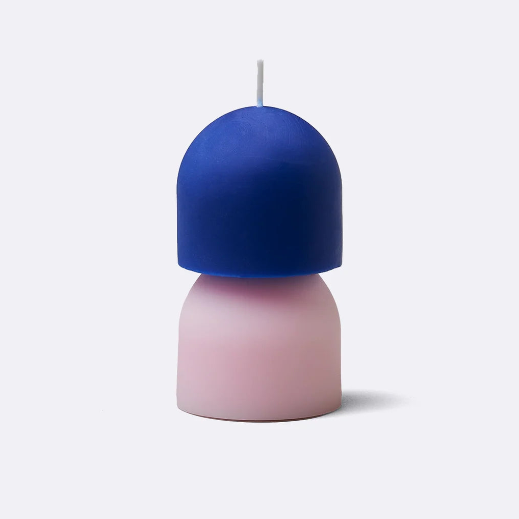 Blockkerze, blau/rosa