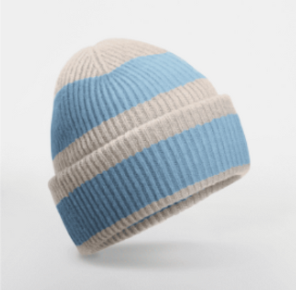 Mütze, blau / beige