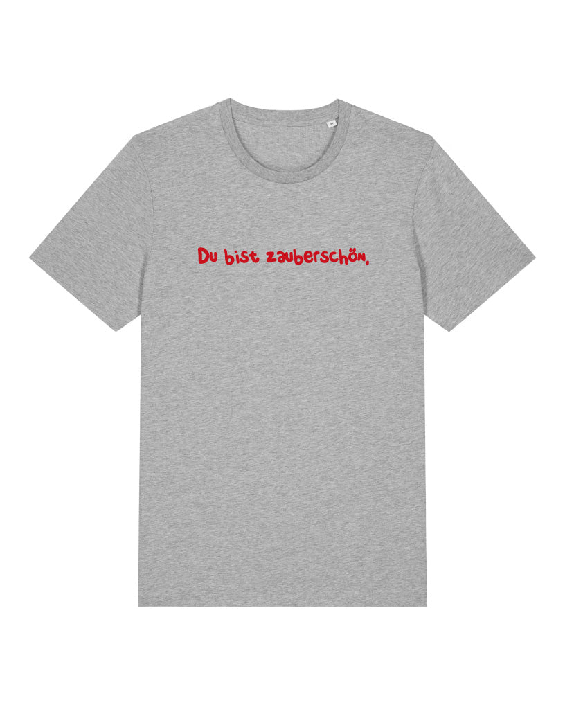 T-Shirt Unisex, Frau Zauberschön, Grau / Rot