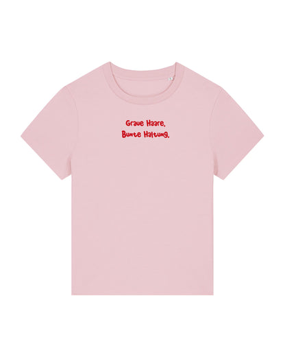 T-Shirt Frauen, Rundhals, Frau Zauberschön, Rosa / Rot