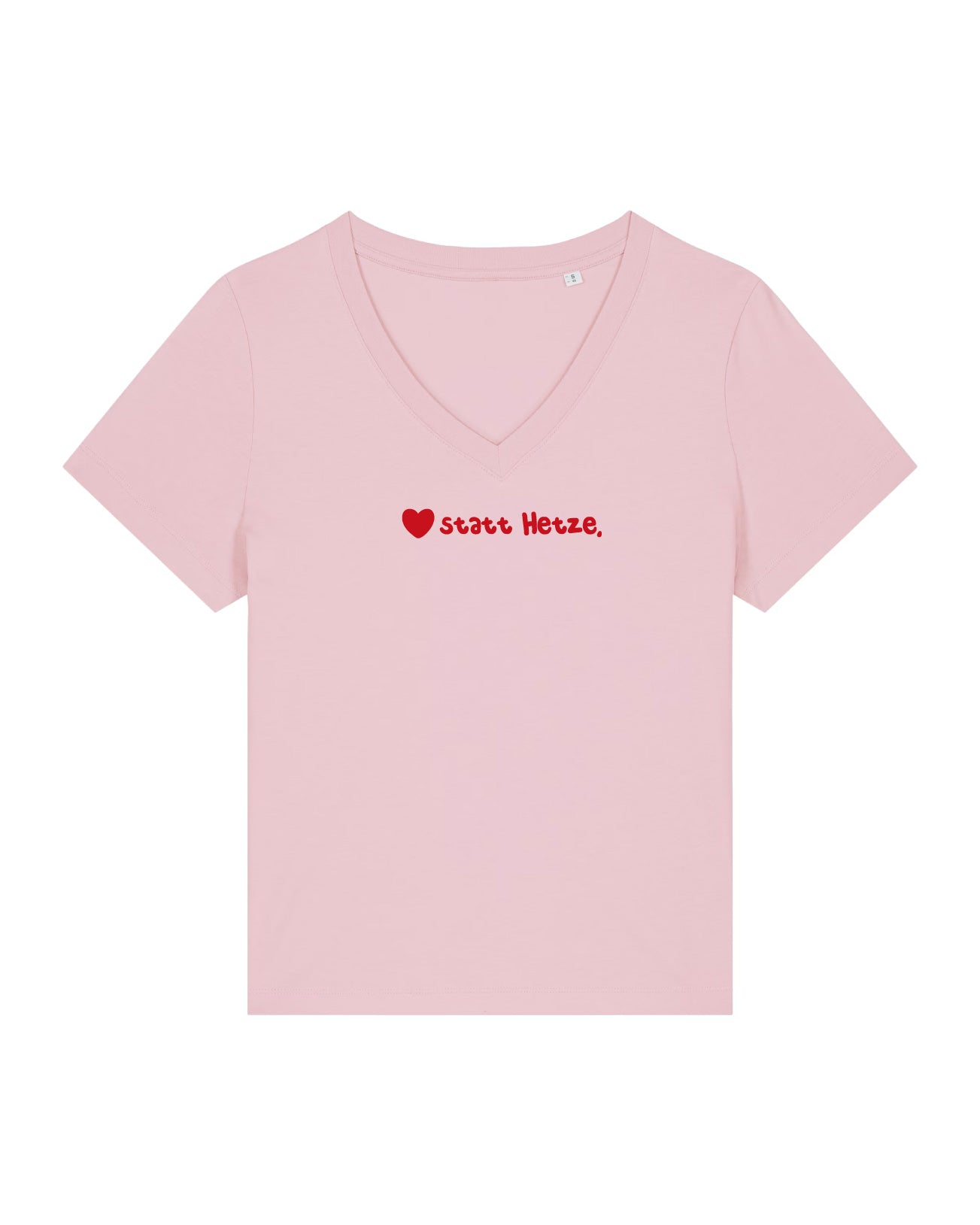 T-Shirt Frauen, V-Ausschnitt, Frau Zauberschön, Rosa / Rot