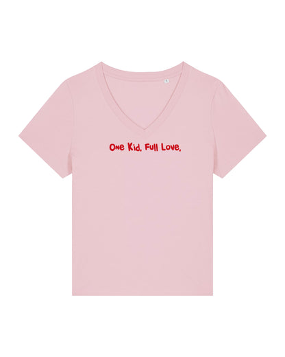 T-Shirt Frauen, V-Ausschnitt, Frau Zauberschön, Rosa / Rot