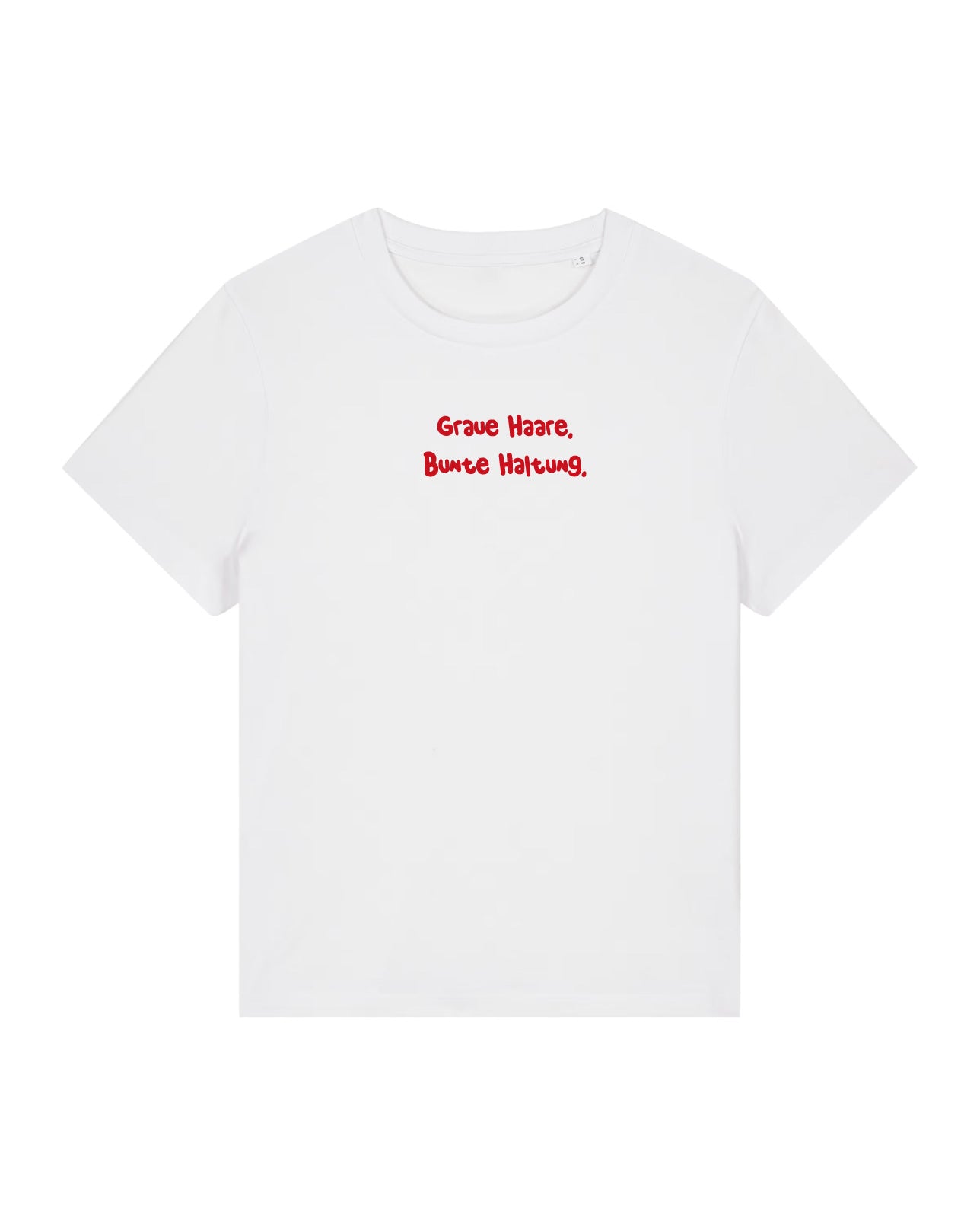 T-Shirt Frauen, Rundhals, Frau Zauberschön, Weiß / Rot