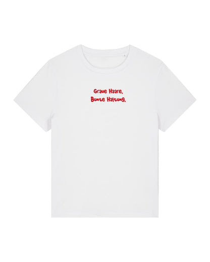 T-Shirt Frauen, Rundhals, Frau Zauberschön, Weiß / Rot