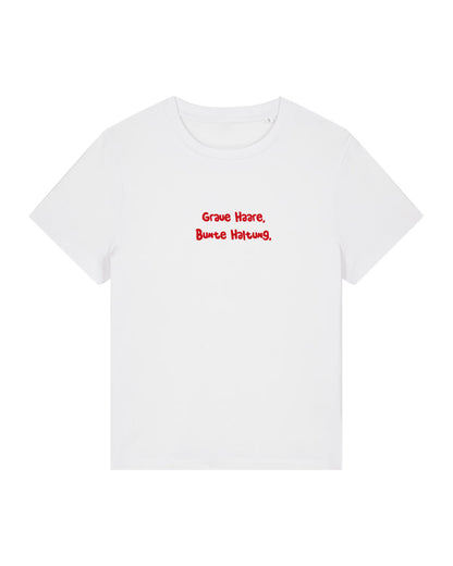 T-Shirt Unisex, Frau Zauberschön, Weiß / Rot