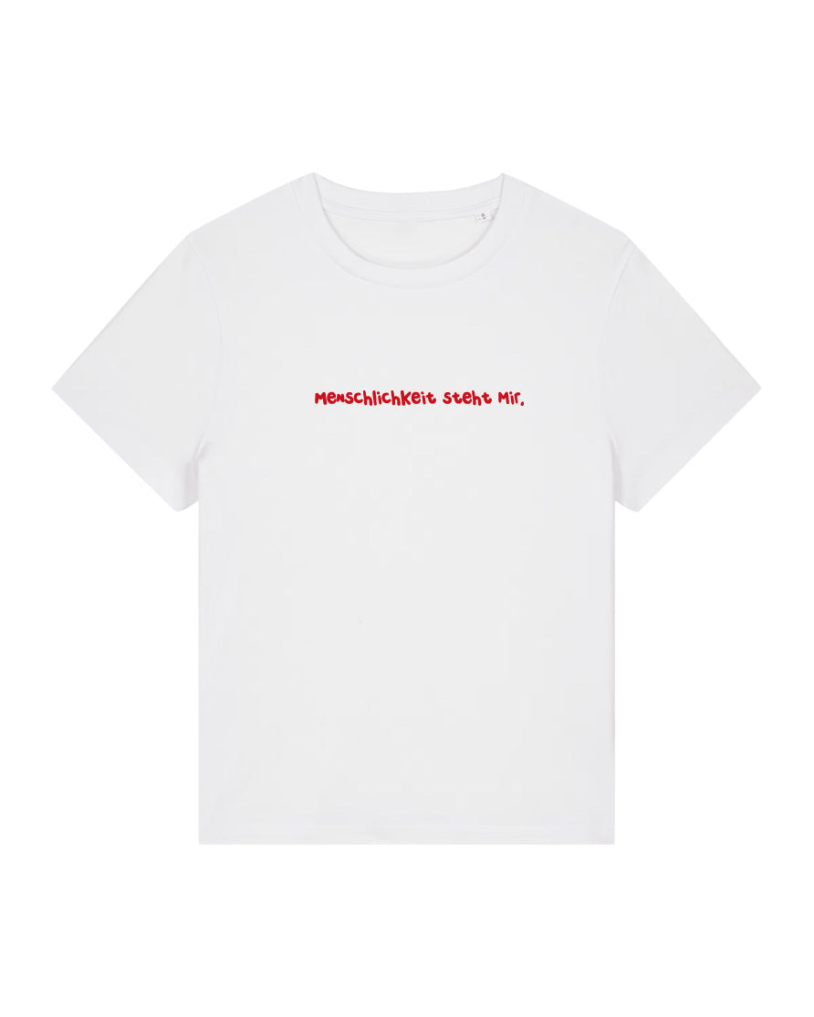 T-Shirt Unisex, Frau Zauberschön, Weiß / Rot