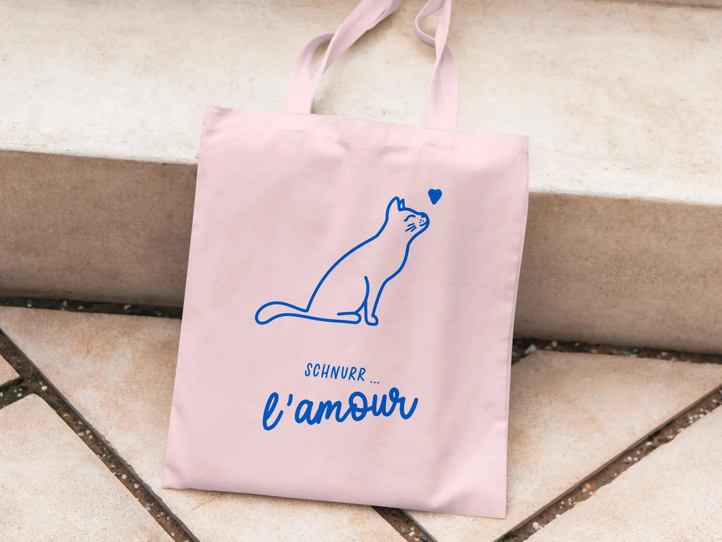 Tasche Katze Schnurr l‘amour, Rosa / Blau