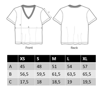 T-Shirt Frauen, V-Ausschnitt, Frau Zauberschön, Weiß / Rot