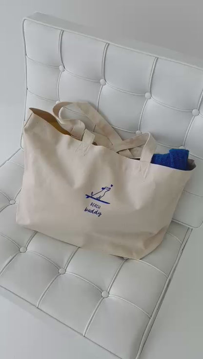 Strandtsche, Beach Buddy, Natural / Blau, Neon Orange